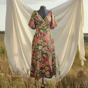 Bohme Floral High Low Dress - Green and Pink